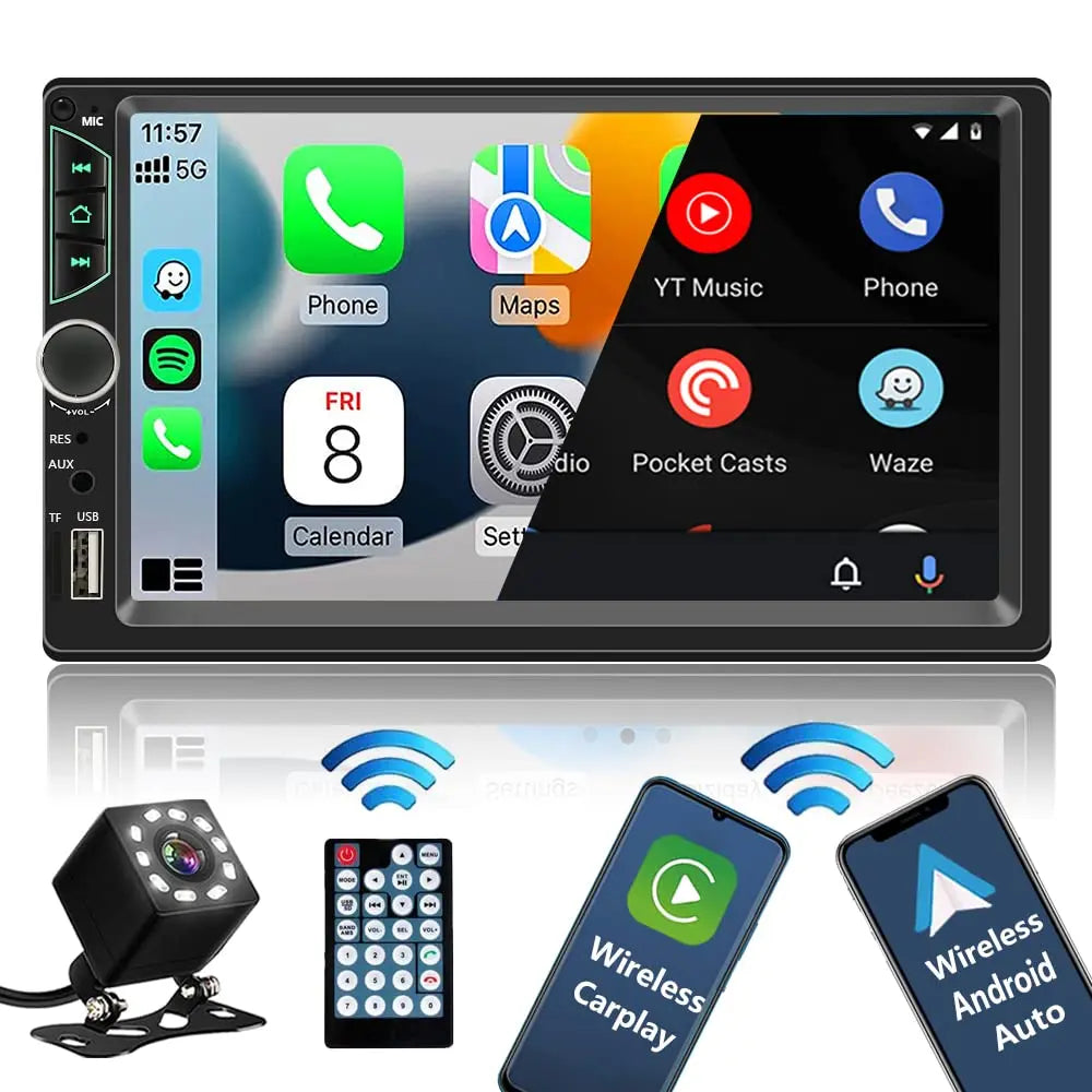 7-Inch HD Touchscreen Car Stereo with Wireless Apple CarPlay & Android Auto