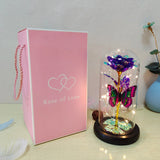 LED Galaxy Rose in Glass Dome - Eternal Flower Gift for Valentine's Day & Weddings