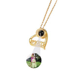 Personalized Photo Projection Necklace with Rose Pendant