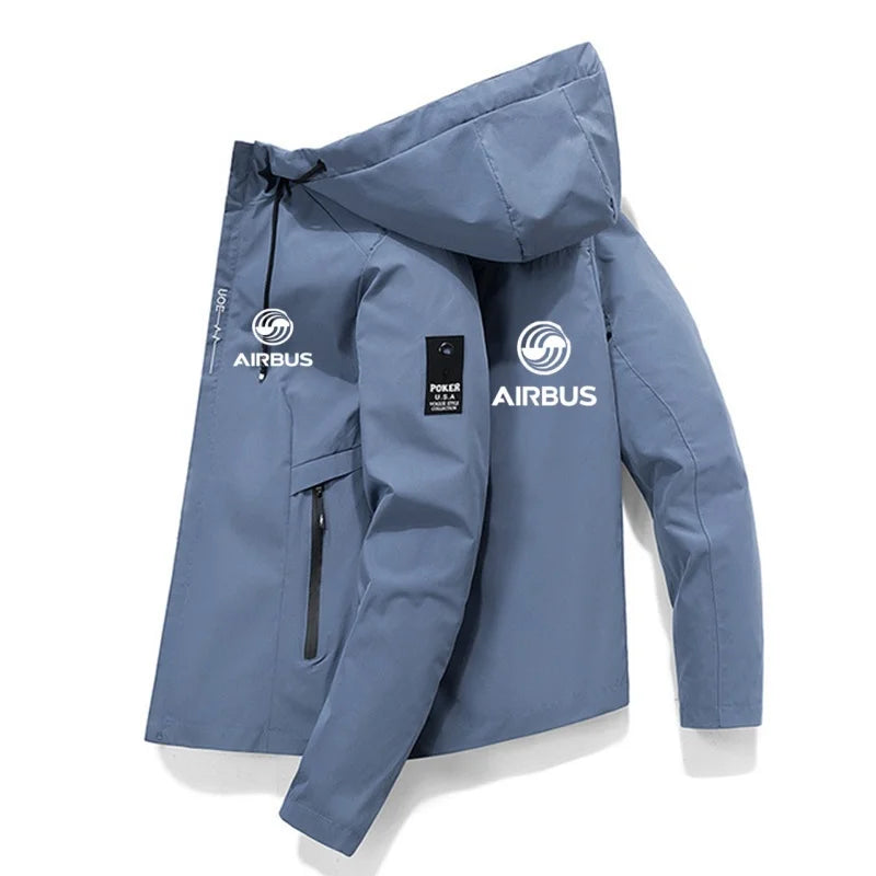 Men's Airbus Aviation Hooded Jacket – Lightweight Windbreaker with Sun Protection