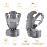 Portabebés ergonómico: algodón suave y poliéster, múltiples posiciones de transporte, soporta hasta 20 kg