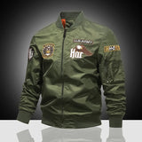 Men’s Embroidered Cartoon Bomber Jacket – Military Style Casual Outerwear