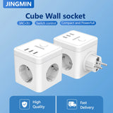 6-in-1 Wall Socket Extender with Switch – 3 Outlets & 3 USB Ports for Home & Travel
