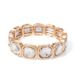 Gold Crystal Beaded Bohemian Elastic Bracelet for Women