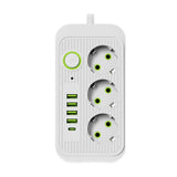 EU Plug Power Strip – 3 AC Outlets, 4 USB Ports & 1 Type-C Fast Charging