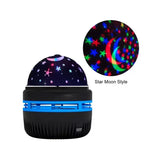 USB Rechargeable Star Projector - Rotating Galaxy Night Light with Moon & Stars