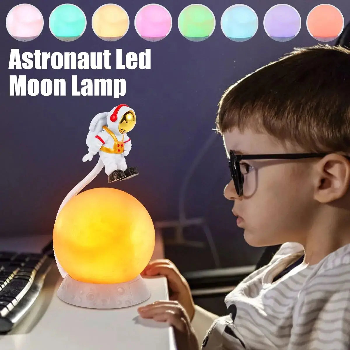 Astronaut Moon Night Light - Floating LED Desk Lamp with USB Charging