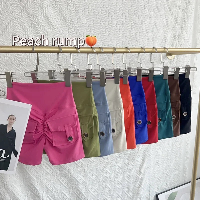 Women's High Waist Yoga Shorts with Pockets - Quick-Drying Gym & Running Shorts