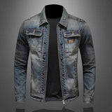 Men’s Casual Loose-Fit Denim Jacket with Zipper Closure – Stylish Outerwear for Spring & Autumn