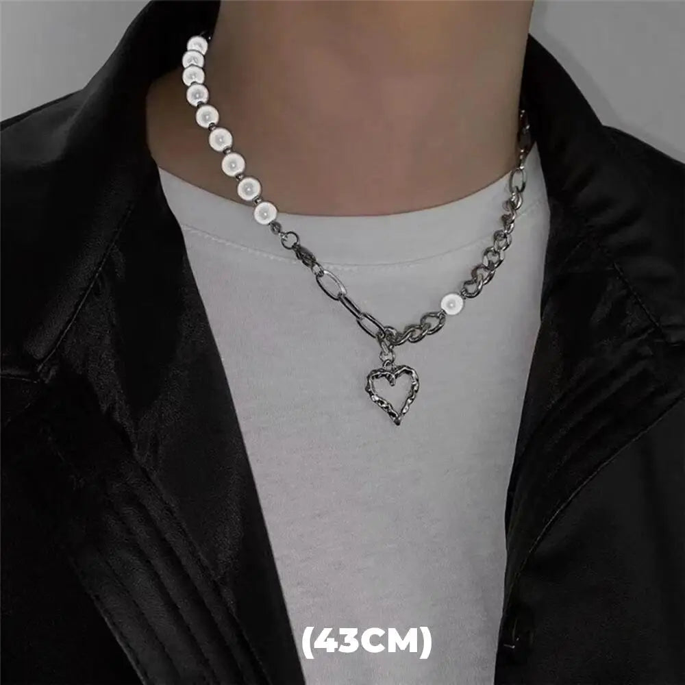 💎 Collar de doble capa con estrella de circonita estilo hip hop: cadena colgante de acero de titanio de moda para hombres y mujeres 💎