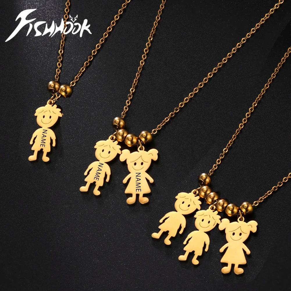 Collar con colgante de acero inoxidable personalizado: joyas grabadas para mujeres y hombres