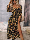 Bohemian Print Maxi Dress for Women - Backless, Full Sleeve, Summer Dress