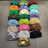 Women's PU Leather Dumpling Shoulder Bag – Elegant Ruched Crossbody & Clutch Handbag