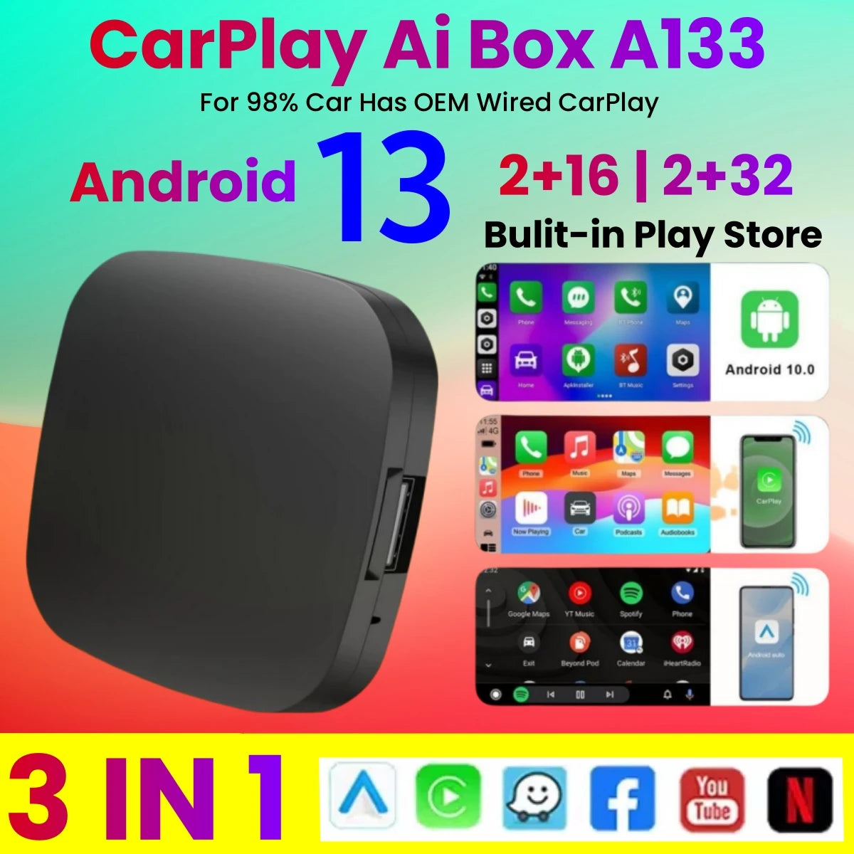 Wireless CarPlay and Android Auto USB Adapter for Seamless In-Car Connectivity