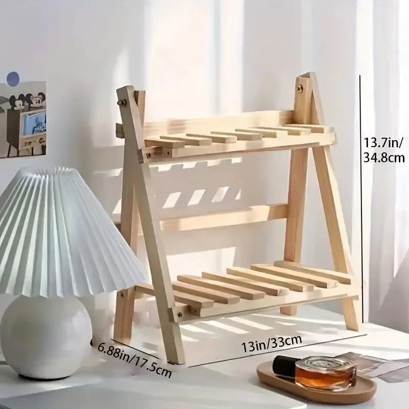 Organizador de escritorio de madera de 2 niveles: estante de almacenamiento que ahorra espacio