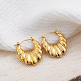 Gold-Plated Stainless Steel Geometric Hoop Earrings – Waterproof & Tarnish-Resistant