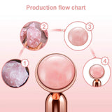 4-in-1 Vibrating Rose Quartz Face Roller and Massager for Lifting and Anti-Wrinkle