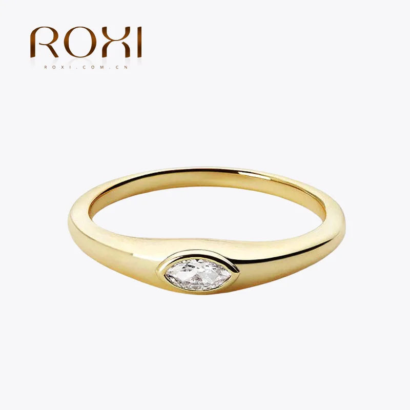 Alianza de boda en plata de ley 925: elegante anillo de compromiso con circonitas para mujer 