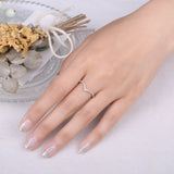 D Color Moissanite V-Shape Wedding Ring – 925 Sterling Silver Stackable Band