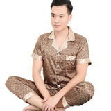 Luxury Men's Paisley Pajama Set - Soft Imitation Silk Full Sleeve Sleepwear with Elastic Waist