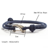 Men’s Adjustable Rope Charm Bracelet – Trendy Milan Alloy Geometric Design