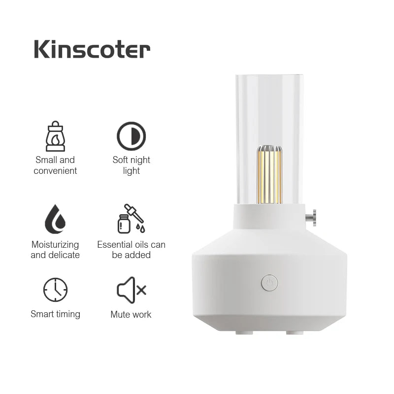 Difusor y humidificador de aroma ultrasónico con luz de vela de 120 ml: aceites esenciales, luz nocturna LED, alimentación por USB