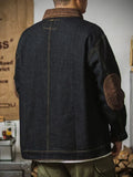 Vintage Men’s Patchwork Denim Jacket – Detachable Streetwear Outerwear for Spring & Autumn