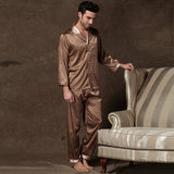 Men’s Floral Satin Pajama Set – Soft Polyester Sleepwear with Button-Down Shirt & Elastic Waist Pants