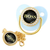 Chupete para bebé con clip de cadena, chupete de silicona brillante de lujo sin BPA para recién nacidos