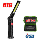 COB LED Work Light – Rechargeable Magnetic Flashlight with Power Bank & Hook