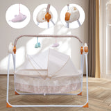 Electric Baby Cradle Swing with Remote Control, Adjustable Timer & Mosquito Net – Portable Infant Rocker for Home and Travel