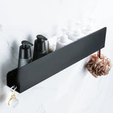 Estante organizador de baño negro con ganchos, estantes de aluminio para decoración de cocina, estante de almacenamiento para ducha de pared