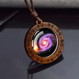 Vintage Wooden Round Pendant Necklace – Adjustable Rope Chain for Men & Women