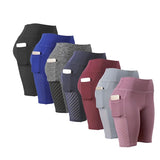 Women's High-Waist Mesh Pocket Yoga Shorts for Fitness & Running