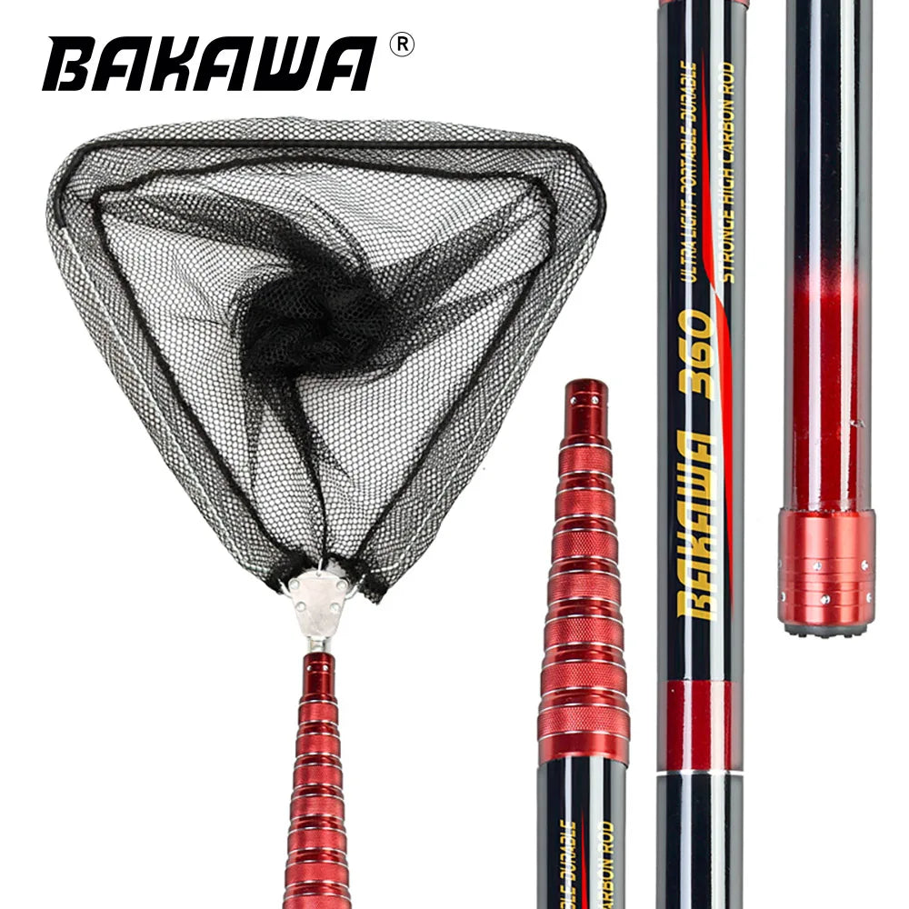 Red de pesca plegable telescópica: red de aterrizaje de fibra de carbono para pesca de carpas y en el mar
