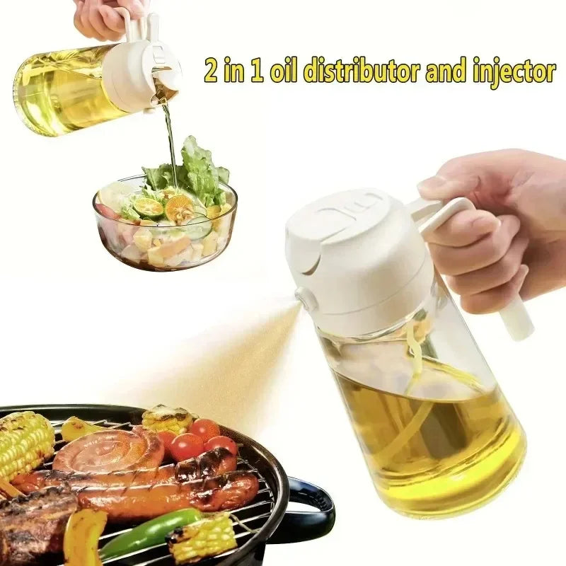 Pulverizador de aceite 2 en 1 de 200/300/500 ml para cocina, pulverizador de aceite, limpiador de aceite, pulverizador de vinagre y salsa de soja, limpiador de contenedores