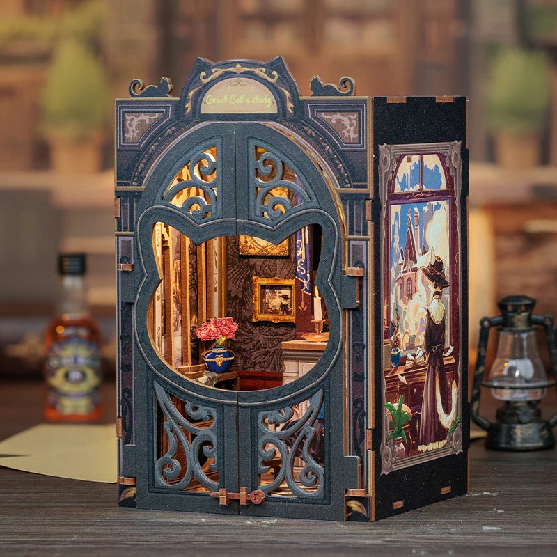 DIY Wooden Book Nook Kit – Miniature Dollhouse for Adults & Teens