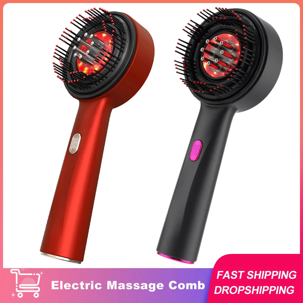 Electric Scalp Massager Comb with Red Light Therapy & Hair Serum Applicator