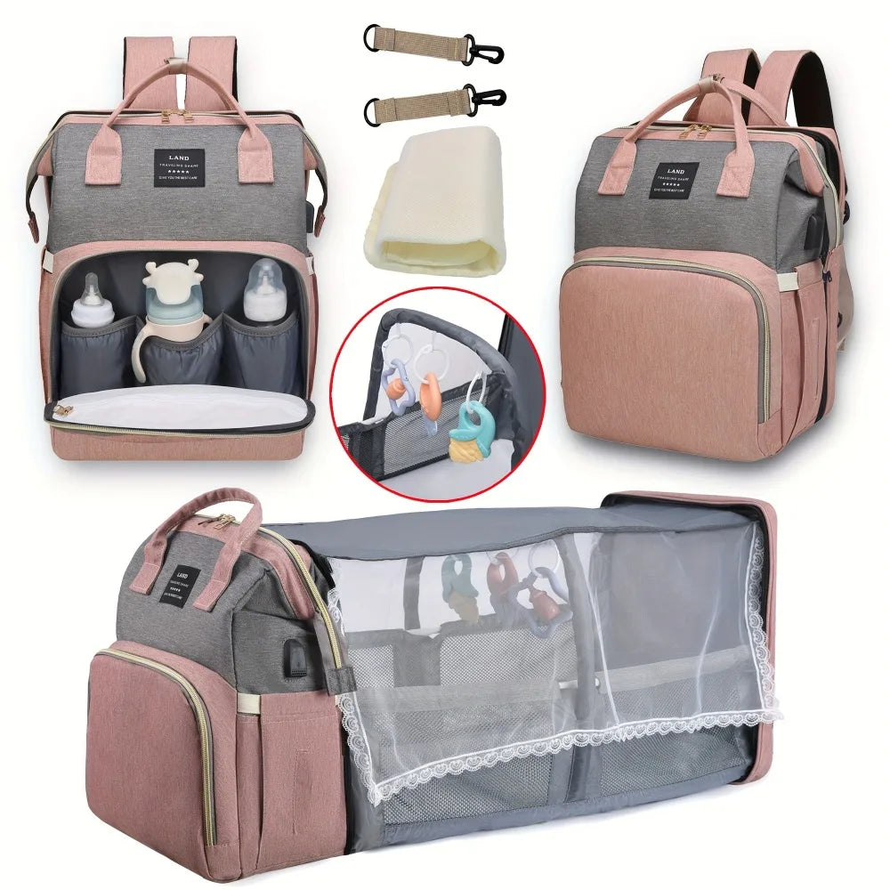 Mochila grande de nailon para pañales: elegante, duradera y espaciosa para padres en movimiento