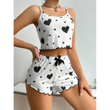 Women's Summer Pajama Set - Sleeveless Tank Top & Shorts Sleepwear