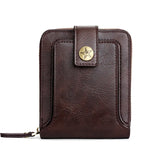 Vintage RFID-Blocking Leather Wallet for Men – Slim Zipper Clutch with Card Slots