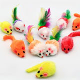 200pcs Catnip-Infused Mouse Toys - Faux Fur & Feather Interactive Cat Toys