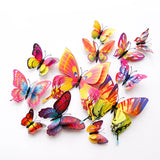 3D butterfly wall stickers – bright multicolour set on white