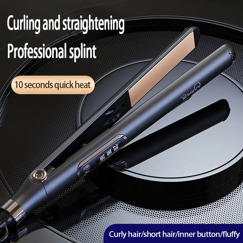 2-in-1 Ceramic Hair Straightener & Curler - Dual Voltage Styling Tool with 3 Heat Settings