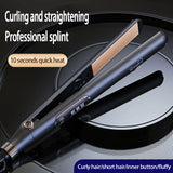 2-in-1 Ceramic Hair Straightener & Curler - Dual Voltage Styling Tool with 3 Heat Settings