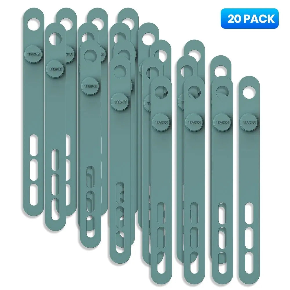 Silicone cable ties – green 20 pack