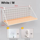 Wall-Mounted Shelf Organizer – Metal & Wood Storage Rack for Home & Office