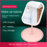 Adjustable LED Vanity Mirror with 3-Color Lighting – Touch Control Makeup Mirror with Charging