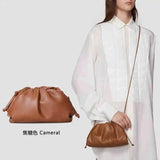 Women's PU Leather Dumpling Shoulder Bag – Elegant Ruched Crossbody & Clutch Handbag