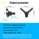 Soporte universal para teléfono con clip para ventilación de coche, con cabezal esférico de 17 mm